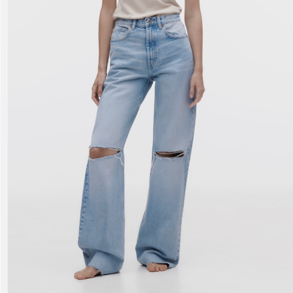 Zara Ripped Wide Leg Jean